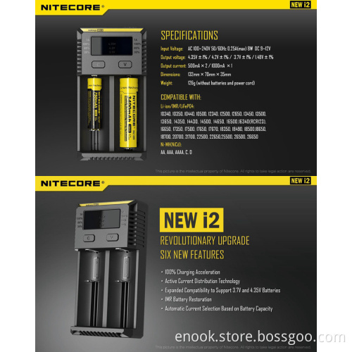 Newst 100% original Nitecore I2 charger
